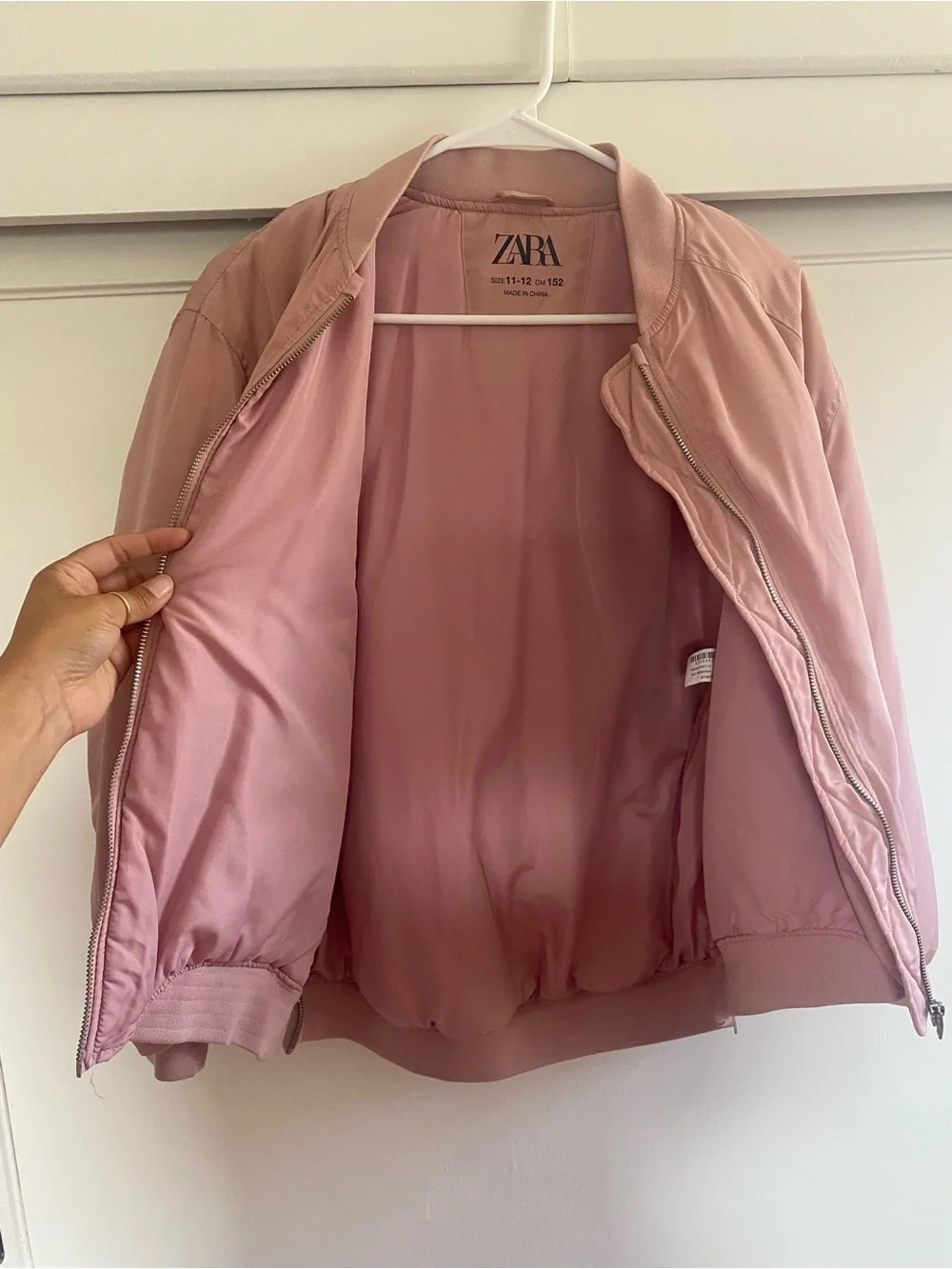 Zara Kids Dusty Pink Puffer Bomber Jacket
